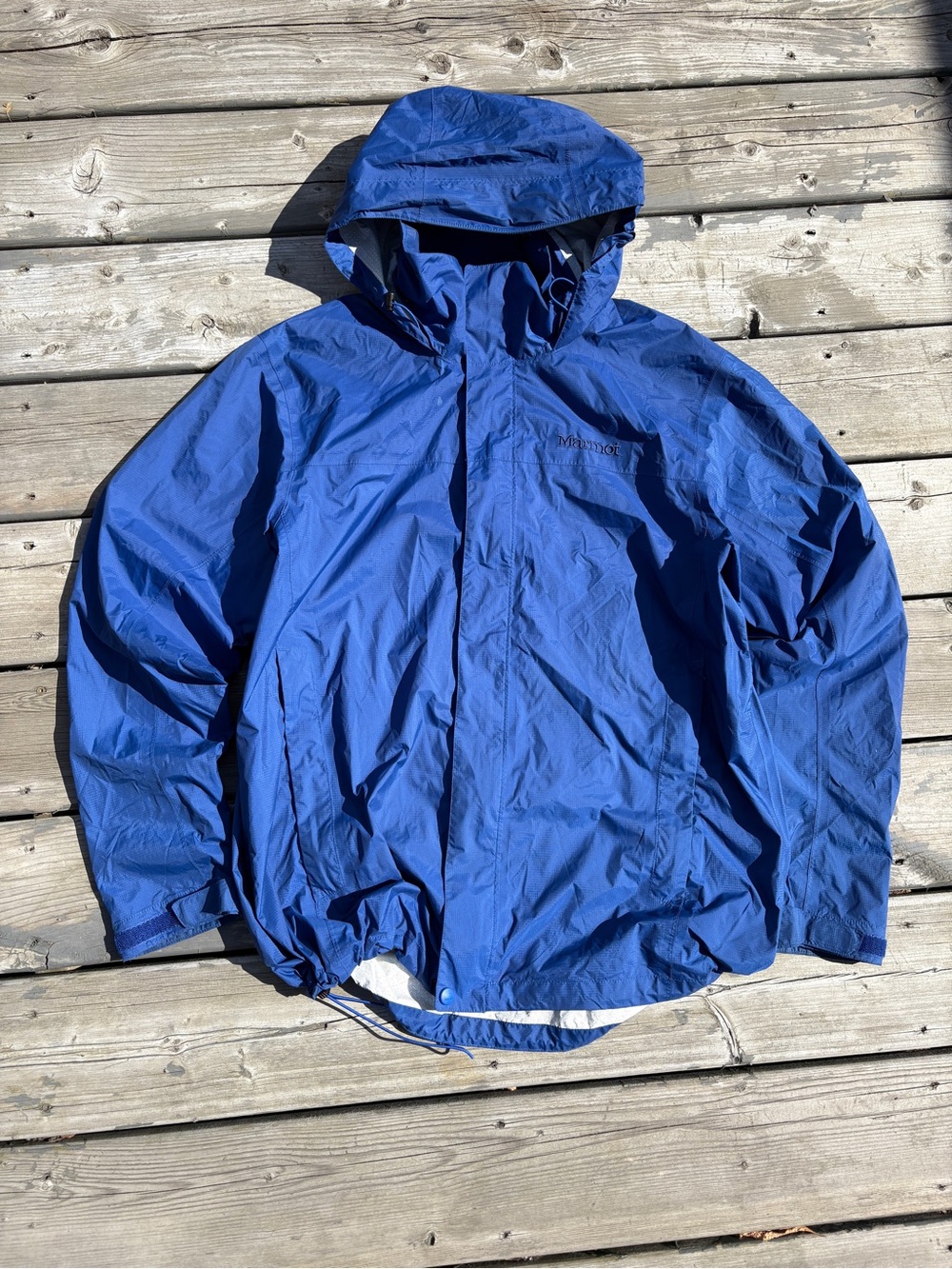 Marmot Men’s waterproof blue hooded jacket